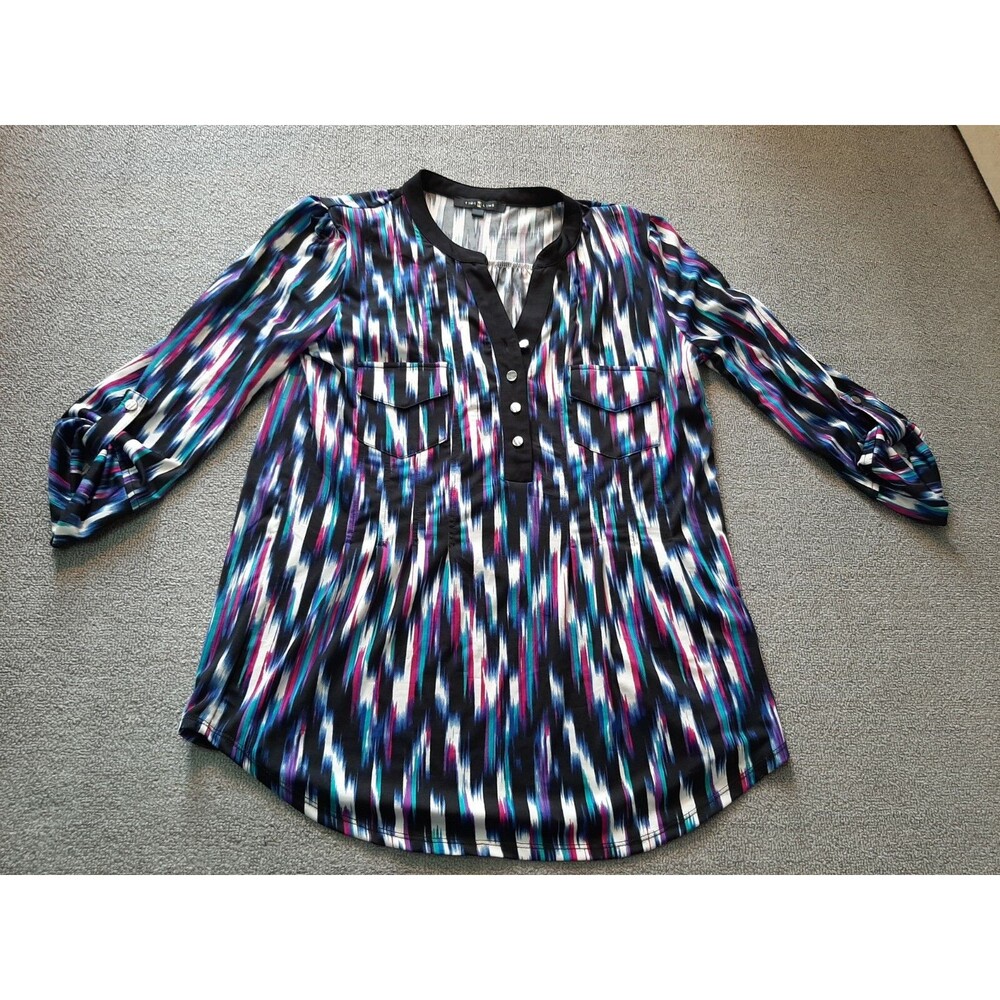 Time Line Womens Top Medium M 3/4 Sleeve 2 pocket